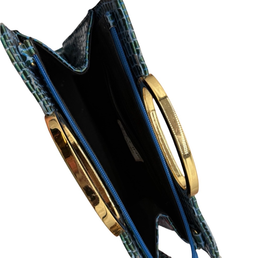 Bellini Blue & Green Crocodile Pattern Handbag - Picture 5 of 11